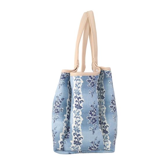 Spartina 449 Blue and Tan Tote with Floral Lace - Picture 4 of 10